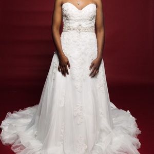 Strapless A-line Lace Overlay Wedding Dress